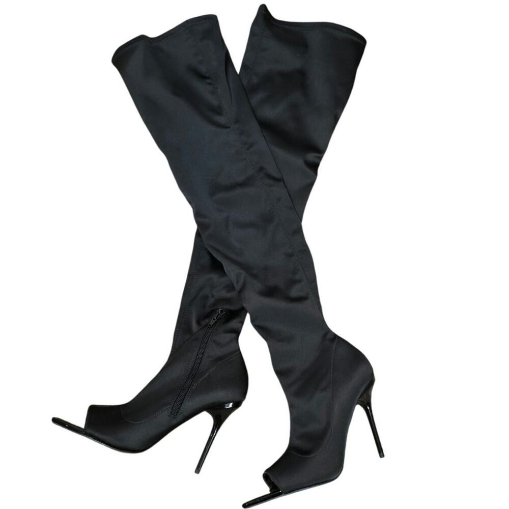 Women's Asos Nylon Stretch Thigh High Boots Sz. 6.5